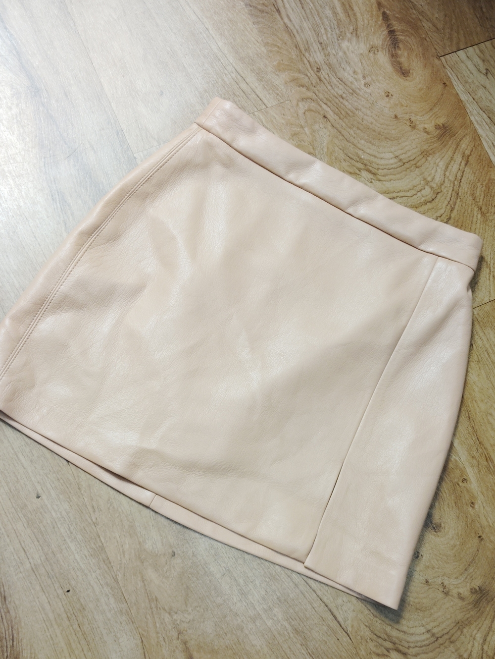 Wilfred Pale Blush Faux Leather Mini Skirt